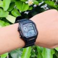 Đồng hồ nam Casio AE 1200-WHD classic chống nước , dây thép không gỉ (dây bạc mặt đen).. 