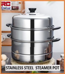 RC-Global  Steamer Pot / Hhousehold steamer / 2 Tiers 28 cm steamer /  3 Tier 30-32 cm steamer / 4 Tier 32 cm  Stainless Steel Steamer pot Soup Wok