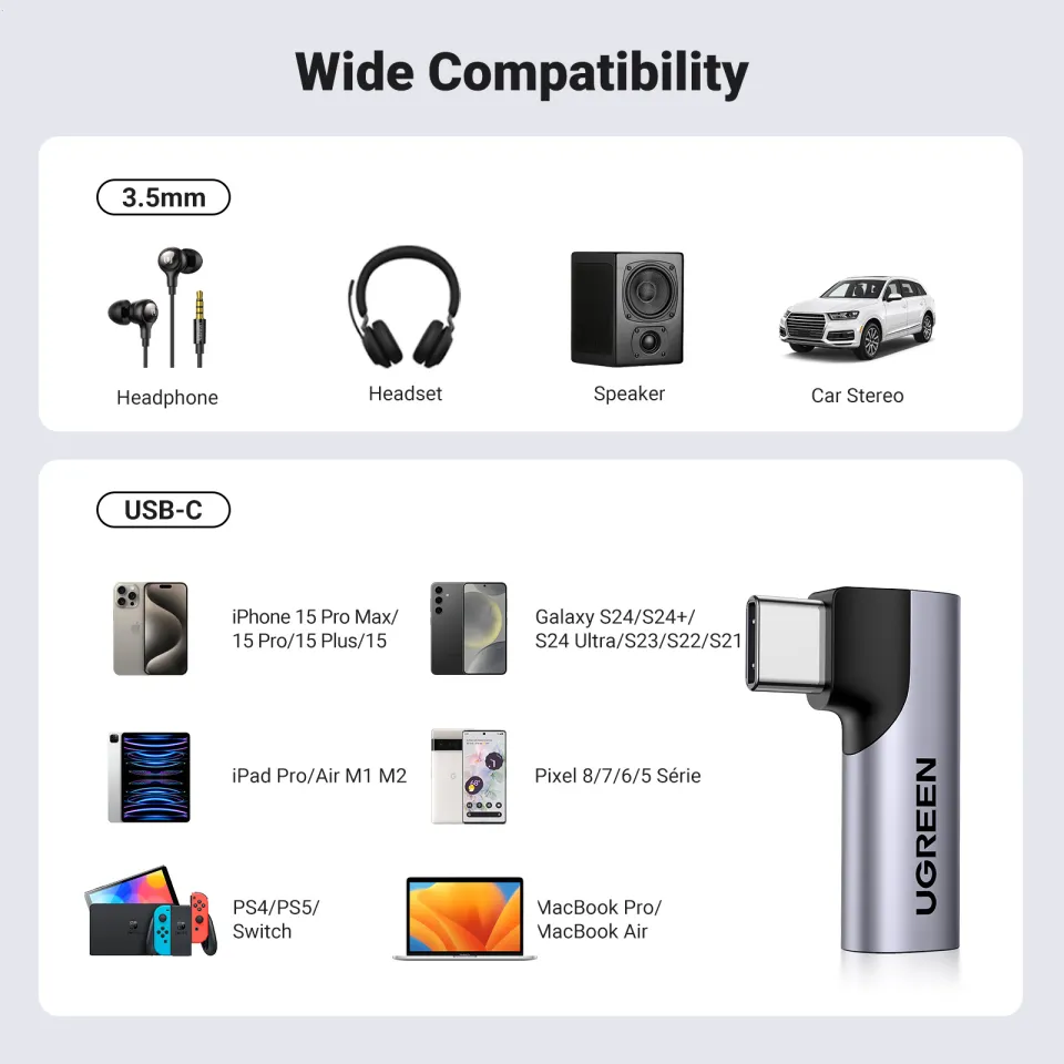 UGREEN USB Type C to Audio Adapter DAC Chip for iPhone 15