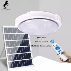 JAZZ GORDON Solar LED Ceiling Lights Outdoor Lighting Flood Lights 25W/50W/100W/150W/200W Modern Indoor Ceiling lamps IP66 Waterproof Garden Lights With Remote Control Suitable for Hotel Living Room Bedroom Corridor ( White Light)