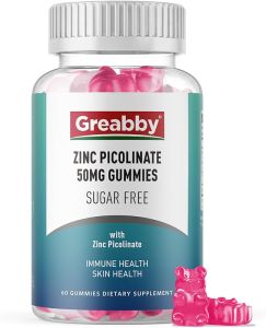 Zinc Gummies - Zinc Picolinate 50mg Sugar Free Highly Absorbable Zinc Picolinate Supplement for Kids & s Support Growth Immune Function Skin Health 60 Gummies
