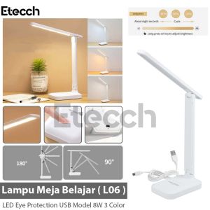 Lampu Meja Belajar LED Eye Protection USB Model 8W 2 Color