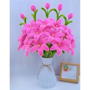 Bộ vật liệu tự làm bình hoa loa kèn bằng kẽm nhung handmade S1120