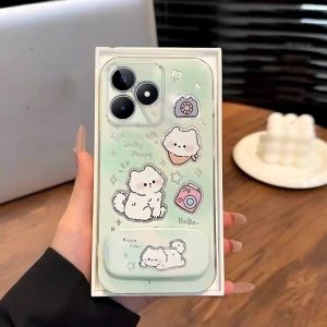 เคสสำหรับ Realme C53 5G REALME c51 REALME NOTE 50 5G เคสศัพท์แบบนุ่ม ซิลิโคนป้องกันกันกระแทก ปกใส ดีไซน์ใหม่สวยงาม การ์ตูนแมวพร้อมที่วาง TKYYMZJ01