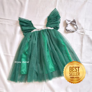 Dress Hijau Botol Anak Perempuan 1 Tahun Import GRATIS PITA Gaun Green Emerlad Untuk Natal Christmas Hari Raya 2023 Baju Hijau Tua Bayi 6 12 Bulan Model Terbaru Imut Gemas Bahan Premium KA168
