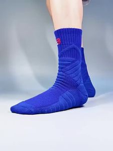 ชุดถุงเท้าบาสเกตบอลมืออาชีพสำหรับผู้ชาย 3 คู่ หนา ดูดซับแรงกระแทก ถุงเท้าฝึกซ้อมกันลื่น ระบายอากาศ ดูดซับเหงื่อ ถุงเท้ากลาง