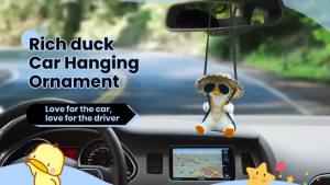 2PCS Cool Swing Duck Car Pendant Swing Duck Car Hanging Ornament Decoration Interior Rearview Mirror Accessories (Style F)