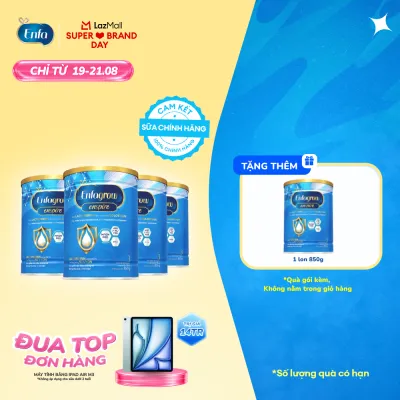 [TỪ 19-21/08][MUA LÀ CÓ QUÀ Tặng 1 lon 850g] Bộ 4 lon sữa bột Enfagrow Enspire 3 850g hỗ trợ đề kháng với Lactoferrin dành cho trẻ từ 2-6 tuổi
