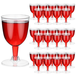 [SG STOCK]50PCS Disposable Plastic Wine Glasses Elegant & Reusable Wine Cups/Shatterproof Wine Goblet