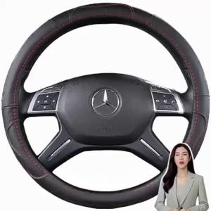 BAODI Breathable Anti-slip Four Seasons Genuine Leather Steering Wheel Cover