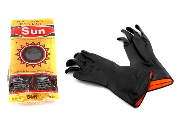SUN Black Reusable Heavy Duty Rubber Latex Gloves (XL) Household  Electrical Gardening Cleaning Pet Care Working Gloves