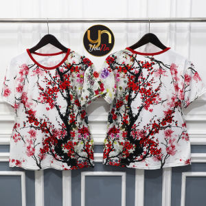 Atasan Kaos Wanita Gambar Bunga Sakura