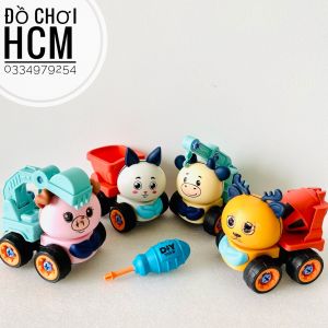 [DIY] Túi đồ chơi 4 xe công trình lắp ráp có tua vít giúp bé phát triển khả năng tư duy sáng tạo xe mô hình PF230