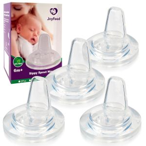 Sippy Spout Nipples for Lansinoh Baby BottlesSoft Silicone Sippy Cup NipplesLeak-ProofVariable Flow Conversion6+ Months4 Count