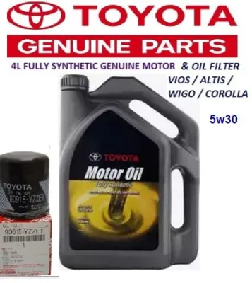 Toyota Full Synthetic SN/CF 5W30 Genuine Engine Oil (Bundle of 4Liters with Oil Filter - Vios/Altis/Wigo/Corolla)