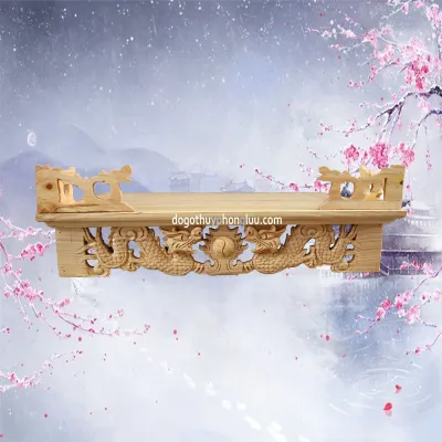 Bàn thờ treo tường góc rồng song long gỗ pơ mu