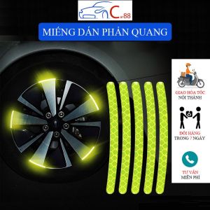 (180) Set 20 Miếng Dán Phản Quang Trang Trí Vành Bánh Xe Hơi Màu Vàng Độc Đáo