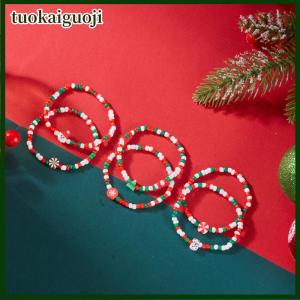 tuokaiguoji Christmas Colorful Beads Multi Element Bracelets For Women Santa Claus Snowflake Tree Bracelet Party Jewelry