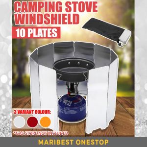 Foldable Outdoor Stove Windscreen 10 Plates Camping Cooking Gas Stove Wind Deflectors Portable Stove Burner Windshield