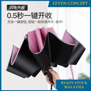 【Ready Stock】Automatic Inverted Reverse Block 99% UV Umbrella with Black Cover Layer