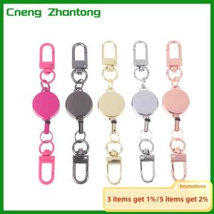 Cneng 21MM Anti-theft Metal Easy-to-pull Buckle Rope Retractable Key Holder Elastic Keychain Sporty Retractable Key Ring Nurse Parts