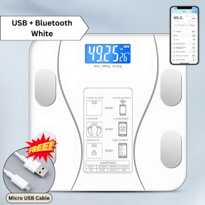 [Ready Stock] [Digital Body Weight Scale] [Free Battery USB Cable] Bluetooth Phone Connect Rechargeable Electronic Measuring Scale Smart LCD Display Night Vision High Accuracy Precision Bathroom Household Body Fat Slimming Modern Cute Colourful Cheap