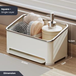 Easyhome.sg Rust-Proof Kitchen Sink Rack | Sponge Drain Holder Countertop Shampoo Storage Organizer