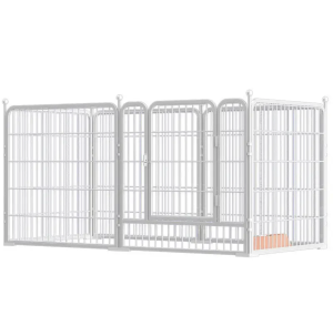 [COD]Dog Fence Heavy Duty Dog Cage Adjustable Sturdy Bite-Resistant Anti-Rust Can Change The Size Format Free Combination Playpen Pet Corrals for Large Dogs 120*80*80cm Black&White