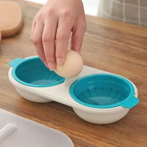 Kitchen Microwave Oven Round Shape Egg Steamer Cooking Mold Egg Poacher Egg Tool Egg Poacher Microwaveable Egg Cooker with Measure Cup Dishwashable Egg Maker Poached Egg Steamer Kitchen Gadget