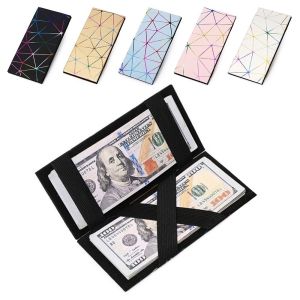Thin Long Money Clip for Women Man Coin Bag PU Leather Coin Purse Fashion Long Wallets Creative Wallet Lasers Change Purse