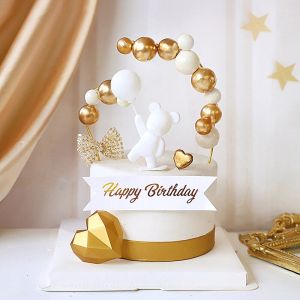 FY Balloon Bear Love LED Happy Birthday Baby Shower Cake Topper Decoration