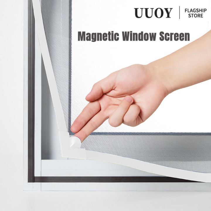 Window Screen With Net UUOY Adjustable DIY Magnetic Window Screen Net Self-Adhesive Washable ...