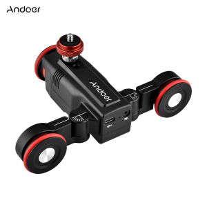 Andoer L5i Wireless Camera Video Auto Dolly 3-Wheels Motorized Slider Dolly Car Mobile APP Control Time-lapse Straight/Curved Line Photography Adjustable Speed 3kg Load Capacity Built-in Battery for DSLR ILDC Camera Camcorder Sports Camera Mobile Phone