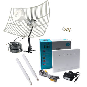 4G LTE & 5G Outdoor Parabolic Antenna Kit with 2x2 MIMO 30dBi Gain 15m LMR240 Cable + Huawei B315s-519 Unlocked Mobile Wi-Fi Router