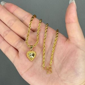 Rantai Leher + Loket 916 Emas Bangkok Necklace Golden Gold Plated Jewellery Set G