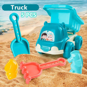BERMA BABY Kids Beach Sand Toy Set Sand Bucket Shovel Water Play Bath Toy Toddler ABS Plastic Animal Molds Truck Hourglass 14 PCS