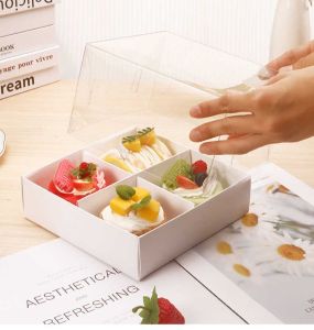 (1 pcs) Box Kado Mika Sekat Tutup Transparan / Dus Mini Tart Cake Roti Pudding