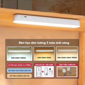 Đèn Bàn Học Tích Điện HiNan Hỗ Trợ Chống Cận Thị Đèn Học LED Cảm Ứng 3 Màu Ánh Sáng Để Bàn Đọc Sách Làm Việc