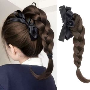 laoo ผมเปียร์แฮร์พีช วิกหางม้า หางม้าแบบหนีบ ผมปลอมผู้หญิง แฮร์พีชผมยาว วิกผมผู้หญิง สังเคราะห์สังเคราะห์สังเคราะห์ วิกผมหางม้าถักโบว์ วิกผมสกปรก มวยถักเปีย ถักเปียบิดสั้น แฟชั่นแฟชั่นแฟชั่น หางม้าสูง ชิ้นขนหางม้า สำหรับผู้หญิง