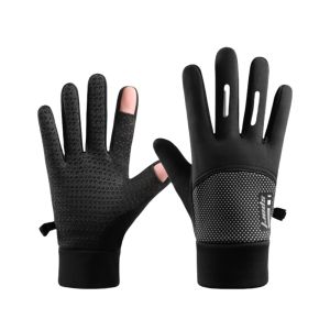 SERAPHYXO Clamshell-type Fingerless Gloves Men Fleece-lined Solid Color Fishing Gloves Convenient Anti-slip Mens Cycling Gloves Wintertime
