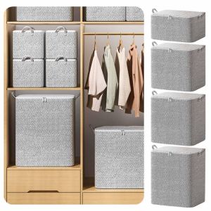 LLCY Closet Organizers Clothes Storage Bag With Handle Large-Capacity Wardrobe Sorting Storage Bucket Home with Lids Zipper Quilt Storage Basket for Travel