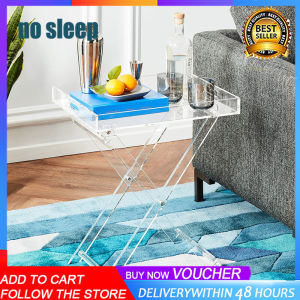Net red simple ins style transparent acrylic folding coffee table Bedside storage rack Nordic style small table acrylic table Suitable for bedroom living room study room outdoor courtyard garden etc
