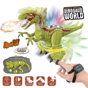 (45% Off Stock Clearance) 2.4GHz Remote & Gesture Control Velociraptor Dinosaur Toy with Light Sound and 360° Stunts (Brown)