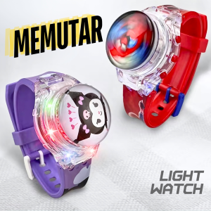 JAM TANGAN ANAK KARAKTER MUSIK LAMPU SPIN PUTAR LED DIGITAL WATCH MELODY KUROMI CINNAMAROLL