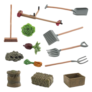 13PCS Farm Tools And Miniature Figurines Set For Dollhouses Garden Scene Outdoor Decors Mini Model Display