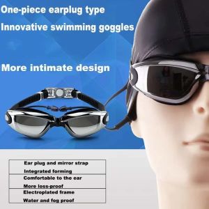 BLACKON Waterproof Myopia Swim  Dazzling Colors Electroplating Swim Glasses with Earplugs Underwater Photography Big Frame Anti-fog Swimming Eyewear Women