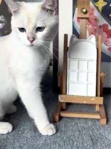 Bảng màu nước gốm sứ nhiều ô hình mèo dễ thương khay đựng màu dễ vệ sinh dụng cụ vẽ tranh cho học sinh họa sĩ.