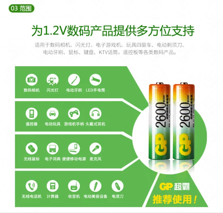 GP Ultraman 5th rechargeable battery 2600 mAh rechargeable 5th aa can ...