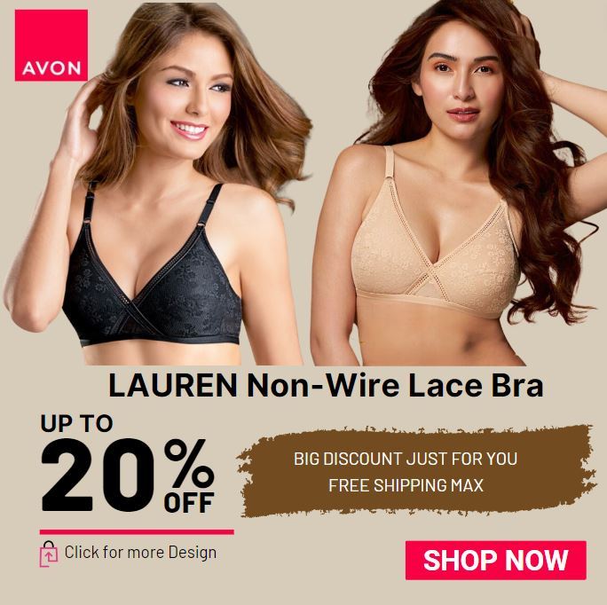 Avon Official Store Lauren Non-Wire Lace Bra for Women Perfect Fit and Lift  with our Adjusting Support and Lift Bras, Ultimate Comfort and Sexy Style  with our Wireless, Slightly Padded Lace Bralette.