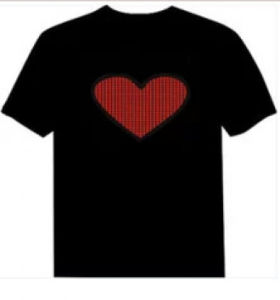 [MS]LED การควบคุมด้วยเสียงของแสงที่นิยมในโลกออนไลน์เพลง Douyin โรยแถบกระพริบคู่ชายและหญิงเสื้อผ้าเรืองแสงอินเทรนด์แขนสั้น T เสื้อเชิ้ตผู้ชาย